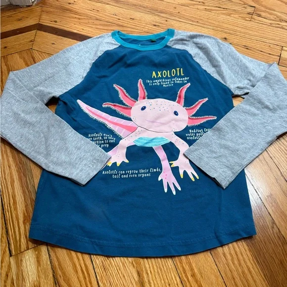 Mini Boden Axolotl Kids Long Sleeve Shirt - Blue and Gray - Picture 1 of 4